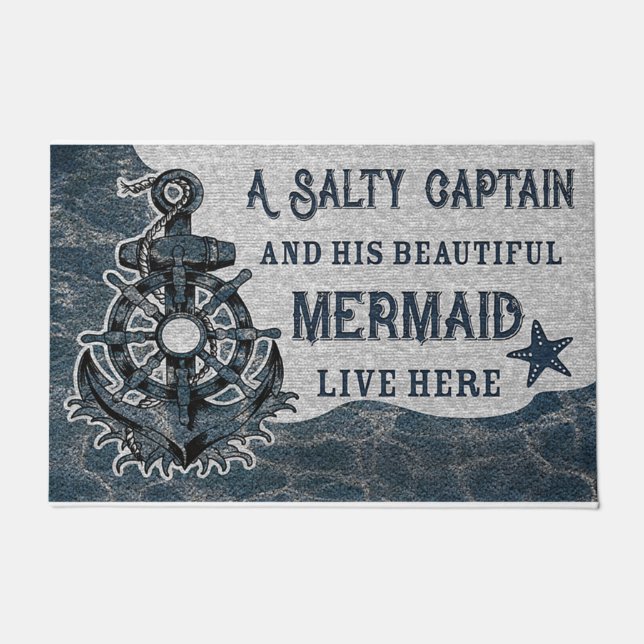 Felpudo Doormat de diseño del mar azul, cosecha de verano (Anverso)