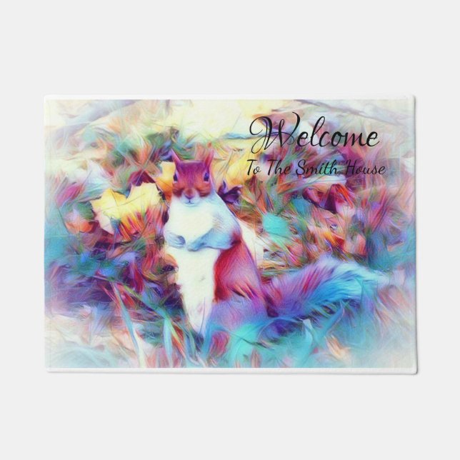 Felpudo Doormat de encargo de la ardilla (Anverso)