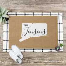 Doormat de estado monograma de la familia Connecti