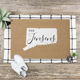 Felpudo Doormat de estado monograma de la familia Connecti