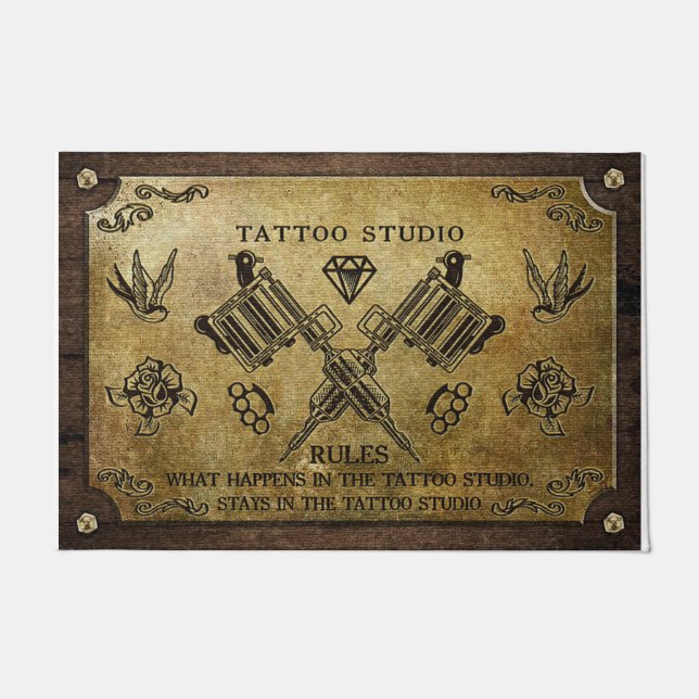 Felpudo Doormat de estudio de tatuajes, amantes de tatuaje (Anverso)
