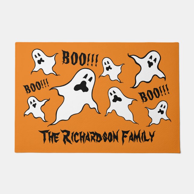 Felpudo Doormat de fantasmas de Halloween fantasmas person (Anverso)