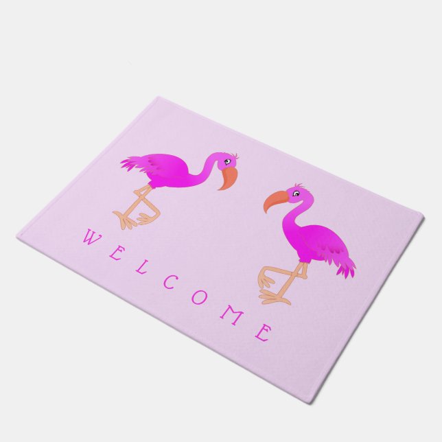 Felpudo Doormat de Flamingos Rosados - Bienvenida - Tus Co (Angular)