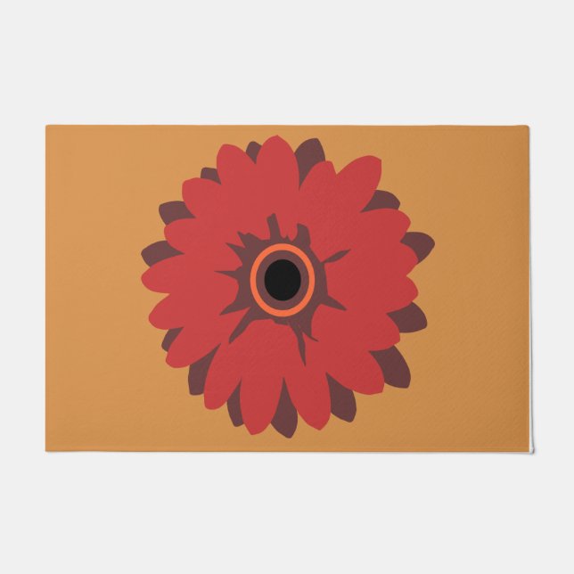 Felpudo Doormat de flores rojas, regalo de limpieza, flora (Anverso)