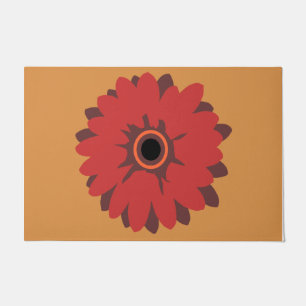 Felpudo Doormat de flores rojas, regalo de limpieza, flora