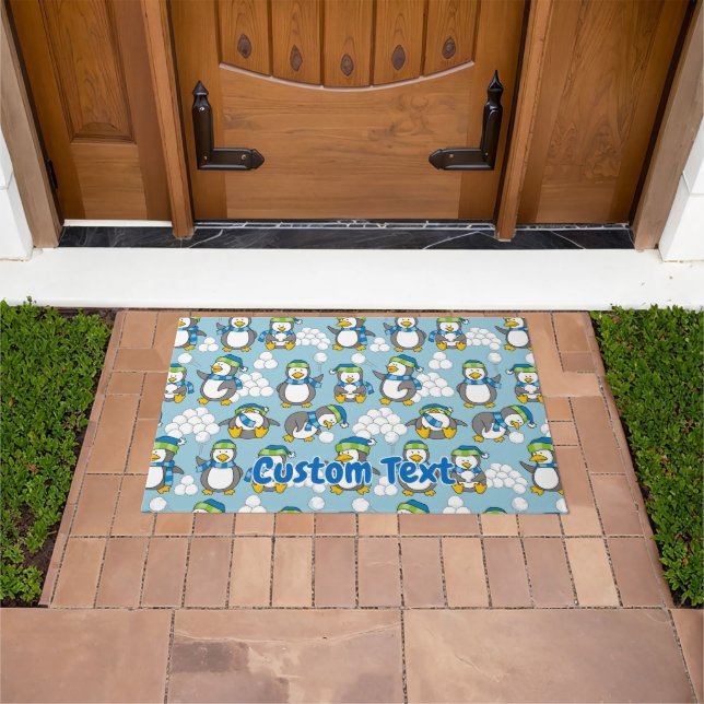 Felpudo Doormat de fondo de pequeños pingüinos (Exterior)