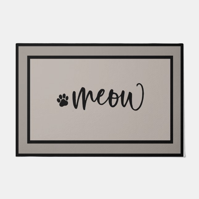 Felpudo Doormat de gato negro, felino gracioso (Anverso)