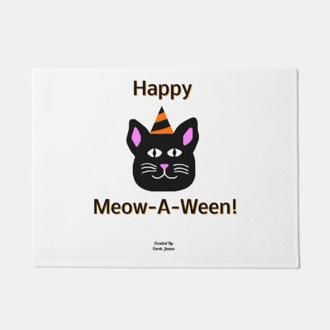 Felpudo Doormat De Gato Negro Meow-A-Ween (Anverso)