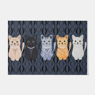 Felpudo Doormat De Gatos Pequeños, Cinco Gatos Bonitos