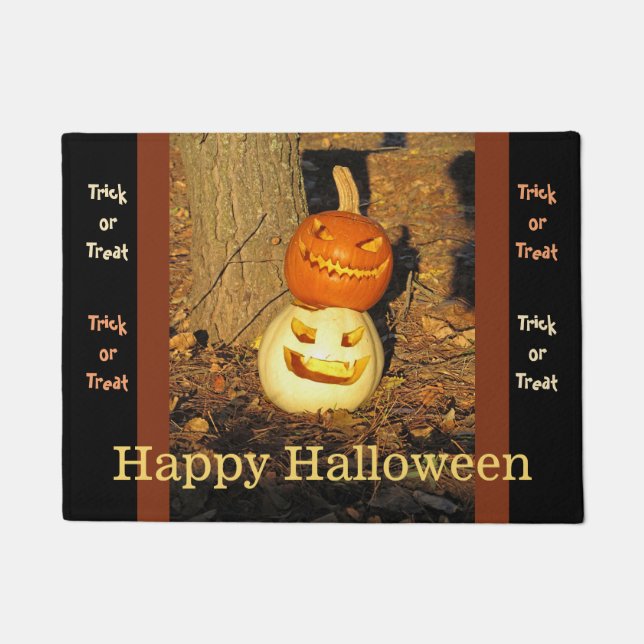Felpudo Doormat de Halloween con calabaza sonriente (Anverso)