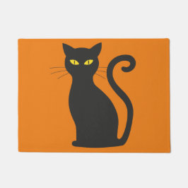 Felpudo Doormat de Halloween con gato negro