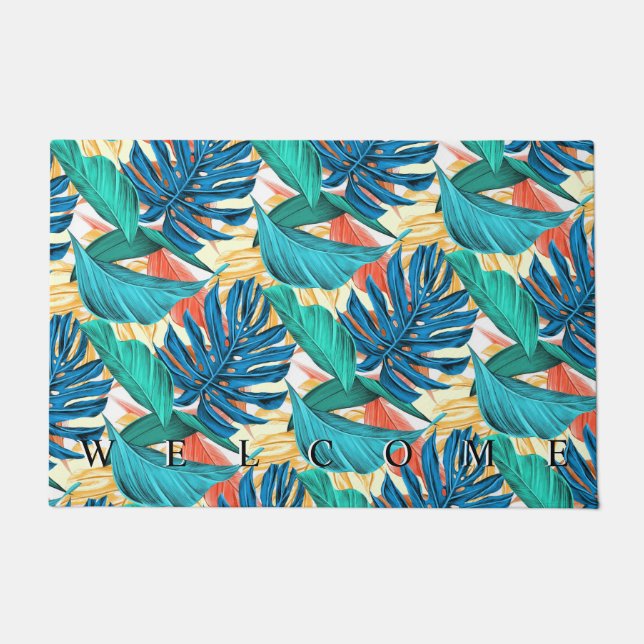 Felpudo Doormat de hojas tropicales (Anverso)