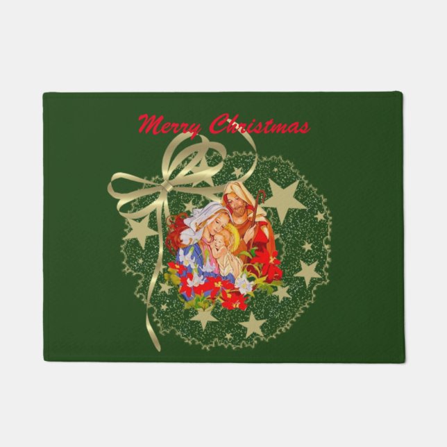 Felpudo Doormat de Jesús del bebé (Anverso)