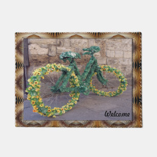 Felpudo Doormat de la bicicleta de las margaritas