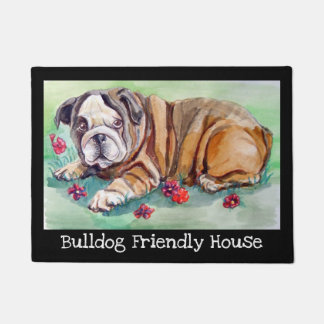 Felpudo Doormat de la casa amigable con el Bulldog inglés