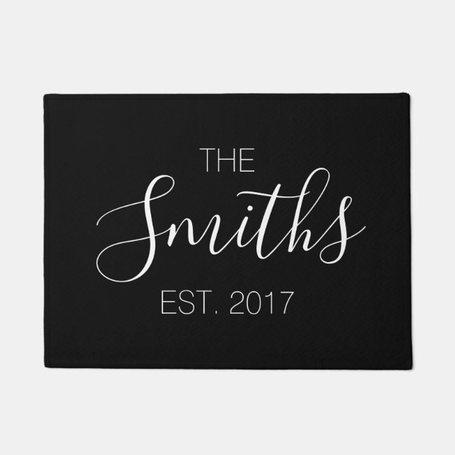 Felpudo Doormat de la escritura del apellido (Anverso)
