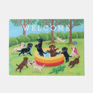 Felpudo Doormat de la pintura de Labradors de la diversió