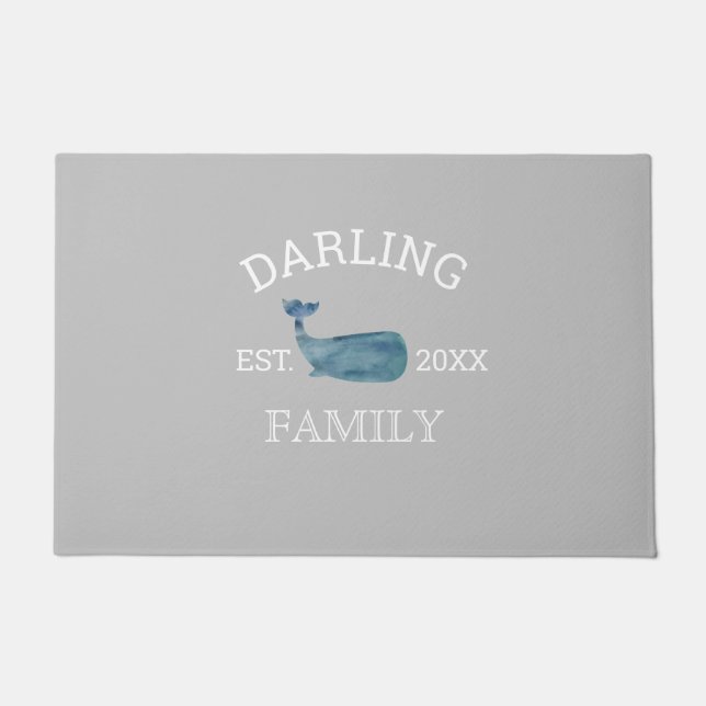 Felpudo Doormat de la playa de la familia del Personalizad (Anverso)