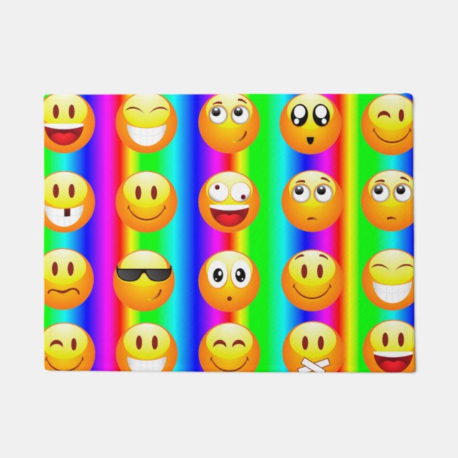 Felpudo doormat de la puerta de la emoji arcoiris (Anverso)