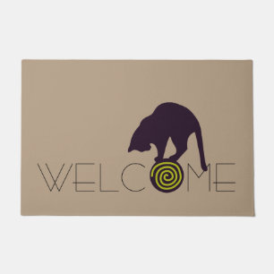 Felpudo Doormat de la recepción del gato negro