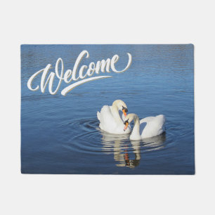 Felpudo Doormat de los cisnes del amor