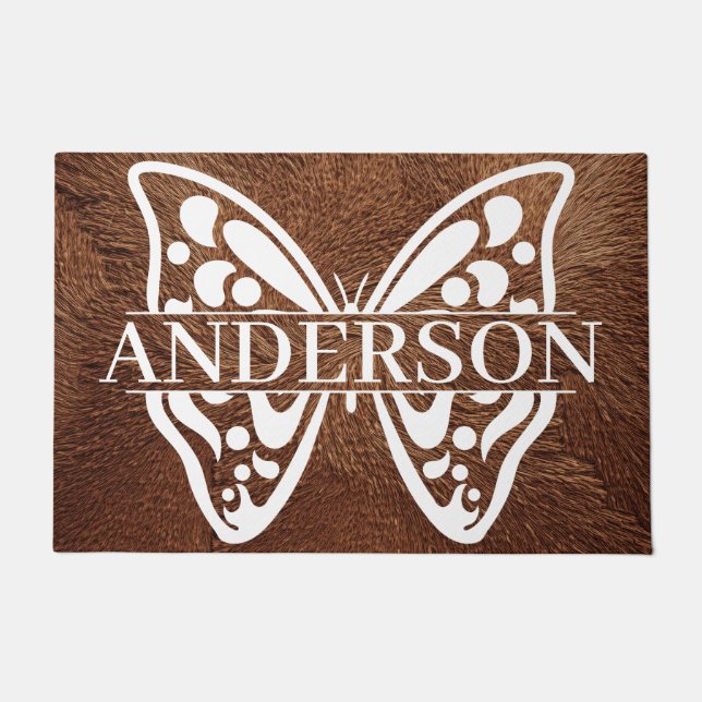Felpudo Doormat de mariposa personalizada (Anverso)