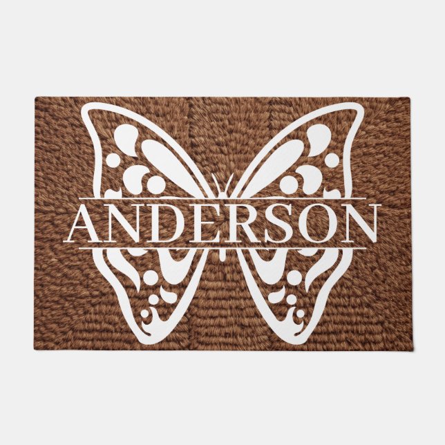 Felpudo Doormat de mariposa personalizada (Anverso)