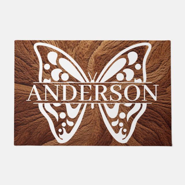 Felpudo Doormat de mariposa personalizada (Anverso)
