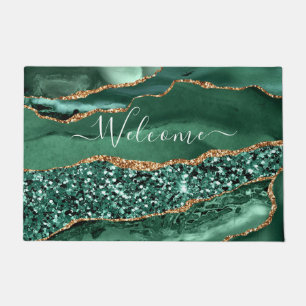 Felpudo Doormat de mármol de Purpurina de oro verde esmera