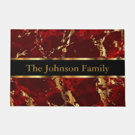 Felpudo Doormat de mármol rojo oscuro y oro