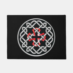 Felpudo Doormat de metal rojo de la Cruz de los nudos celt