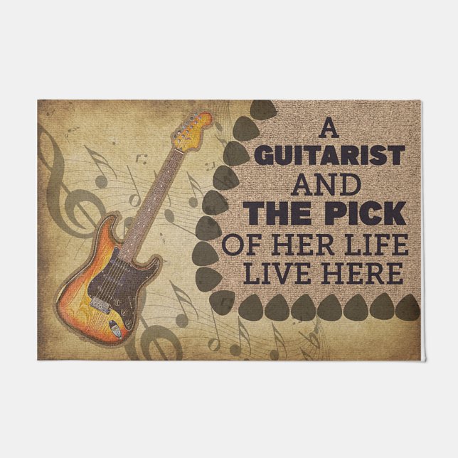 Felpudo Doormat de música personalizada - Jugadores de gui (Anverso)