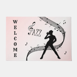 Felpudo Doormat de música rosa de jazz