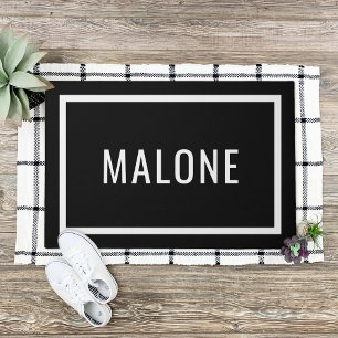 Felpudo Doormat de nombre de familia personal en blanco y