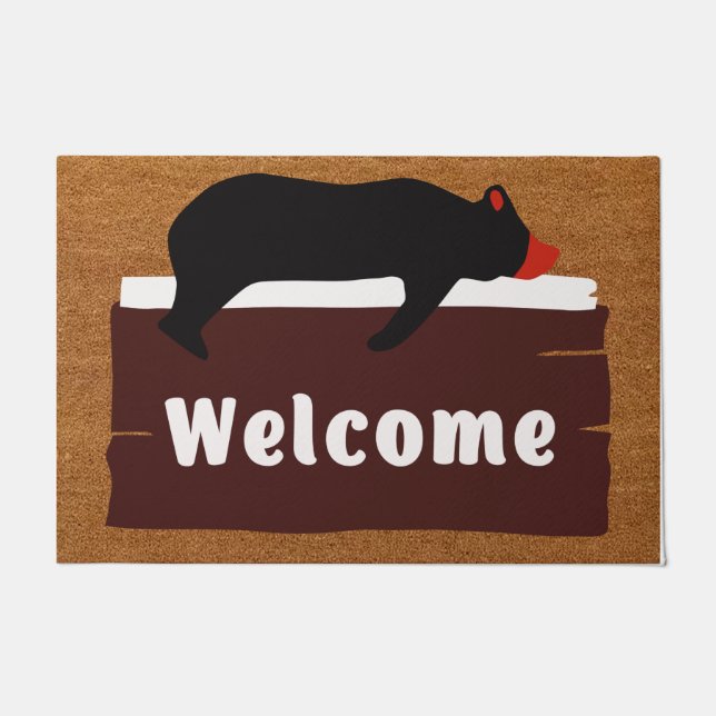 Felpudo Doormat de oso, estera de puerta personalizada, os (Anverso)