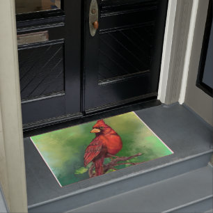 Felpudo Doormat de pájaro del cardenal rojo del norte