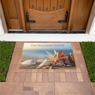Felpudo Doormat de patrón de conchas marinas personalizada