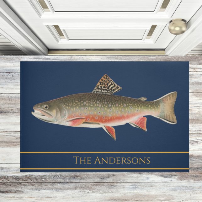 Felpudo Doormat de patrón de trucha de acuarela de peces v (Subido por el creador)