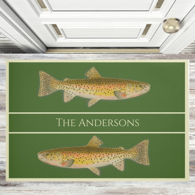 Felpudo Doormat de patrón de trucha de acuarela de peces v (Subido por el creador)