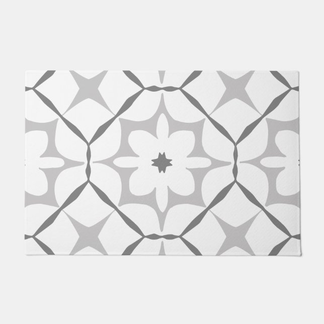 Felpudo Doormat de patrón gris y blanco (Anverso)