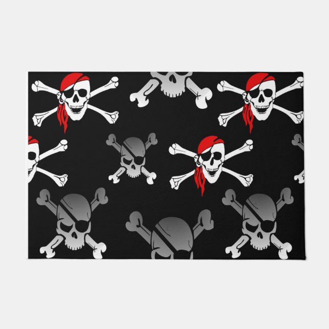 Felpudo Doormat de patrón pirata de Fiesta divertido (Anverso)