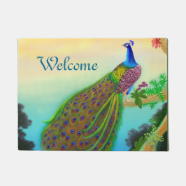 Felpudo Doormat de pavo real azul exótico