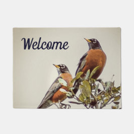 Felpudo Doormat de pequeño tamaño "Par de Robins"