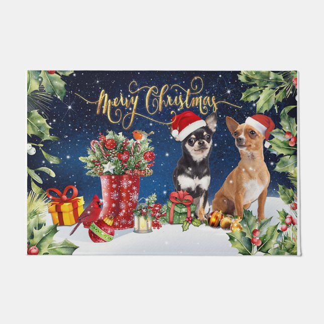 Felpudo Doormat de perro navidades, regalo de los amantes  (Anverso)