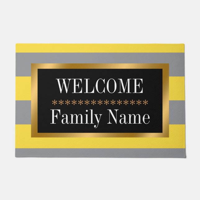Felpudo Doormat De Personalizar Gris Claro Amarillo Y Suav (Anverso)