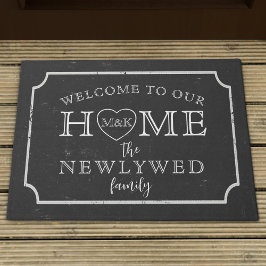 Felpudo Doormat de pizarra rusa en blanco y negro