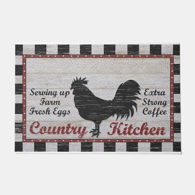 Felpudo Doormat de pollo de campo retro  (Anverso)