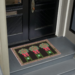 Felpudo Doormat de Red Leopard Holly Berry Chinoiserie