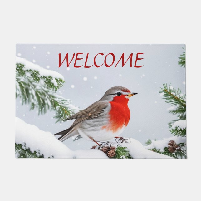 Felpudo Doormat de Red Robin Holiday Navidades (Anverso)