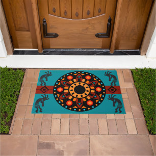 Felpudo Doormat de Sun Pattern al suroeste de Kokopelli